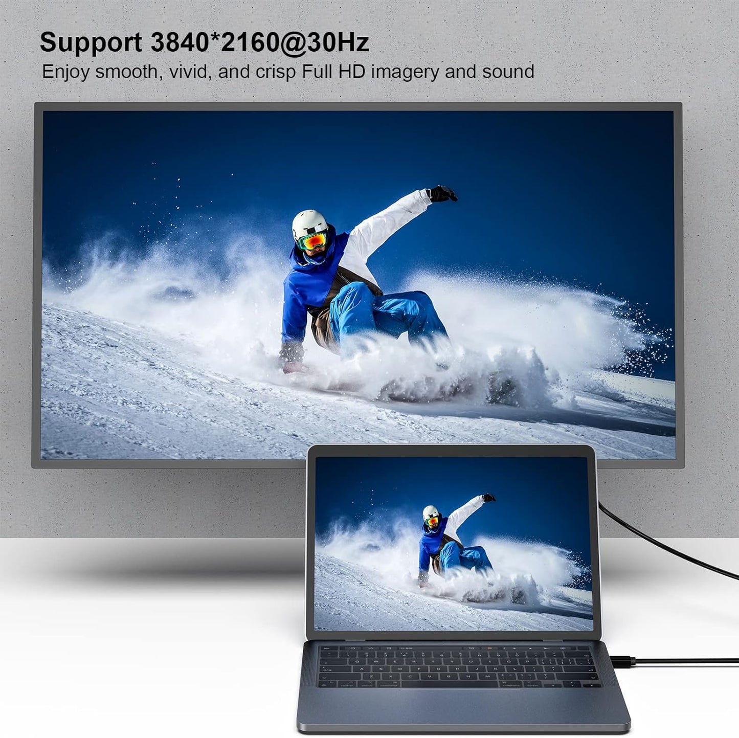 Mini Displayport to HDMI Cable,  4K Mini DP to HDMI 6 Feet Cable (Thunderbolt Compatible) with Macbook Air/Pro, Surface Pro/Dock, Monitor, Projector