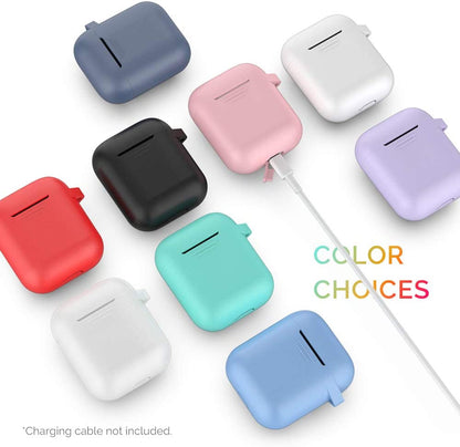 Silicone Case Protective Cover [Front LED Visible] Compatible with Apple Airpods 2 & 1 (Black)