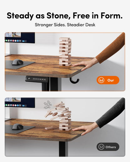 Electric Standing Desk, Rustic Brown