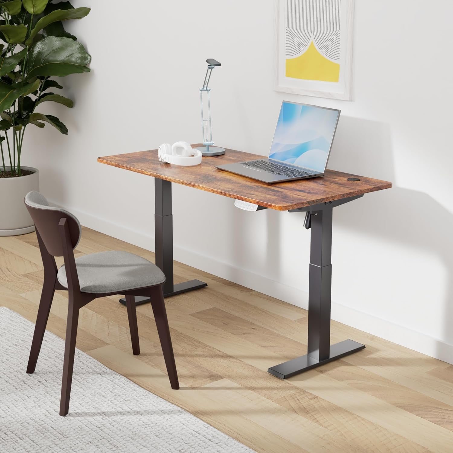 Electric Standing Desk, Rustic Brown
