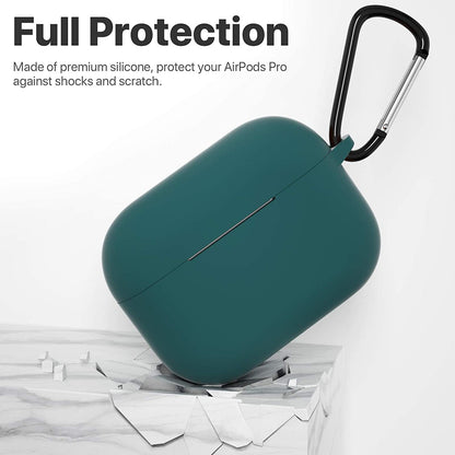 Airpods Pro 1St/2Nd Generation Case Cover, Protective Silicone Skin Accessories with Keychain for Women & Men for Apple Airpods Pro 2019/2022 Charging Case,Front LED Visible-Midnight Green