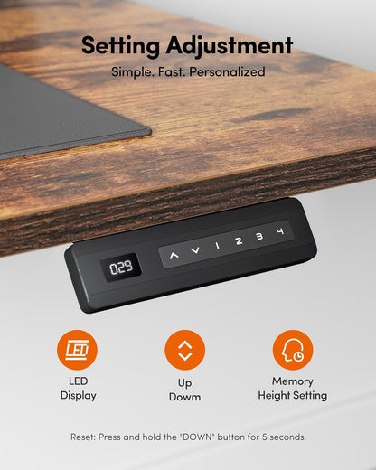Electric Standing Desk, Rustic Brown