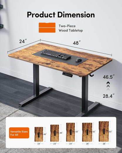 Electric Standing Desk, Rustic Brown